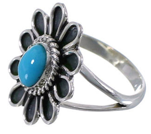 Genuine Silver Flower Turquoise Jewelry Ring Size 5-1/4 VX37318